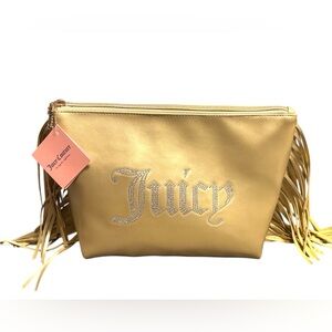 NWT•Juicy Couture Gold Fringe Cosmetic Bag